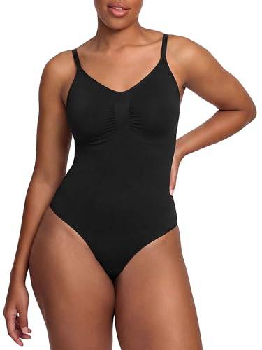 creamy fabrics Damen Figurformender Shapewear Bodysuit mit Slip-Rückenteil – Starke Kompression für Bauch & Taille – Nahtloser Body mit Po-Lifting & Verstellbaren Trägern