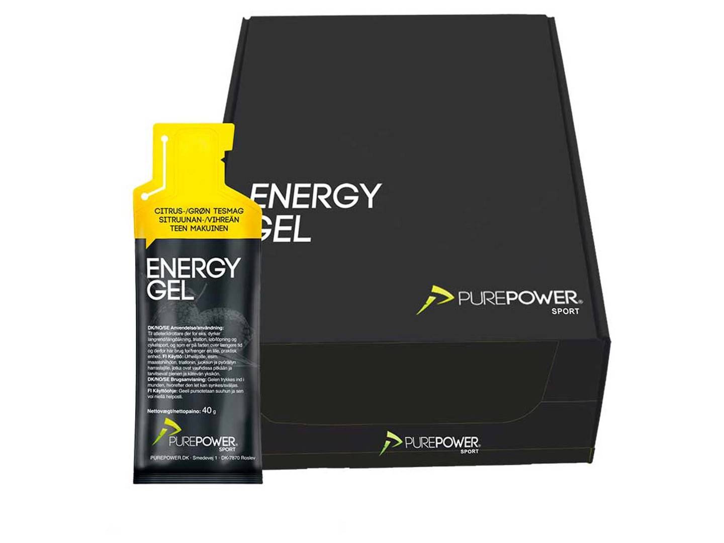 PurePower Energigel ESKE 12 x 40 gram, Citron/Grön Te