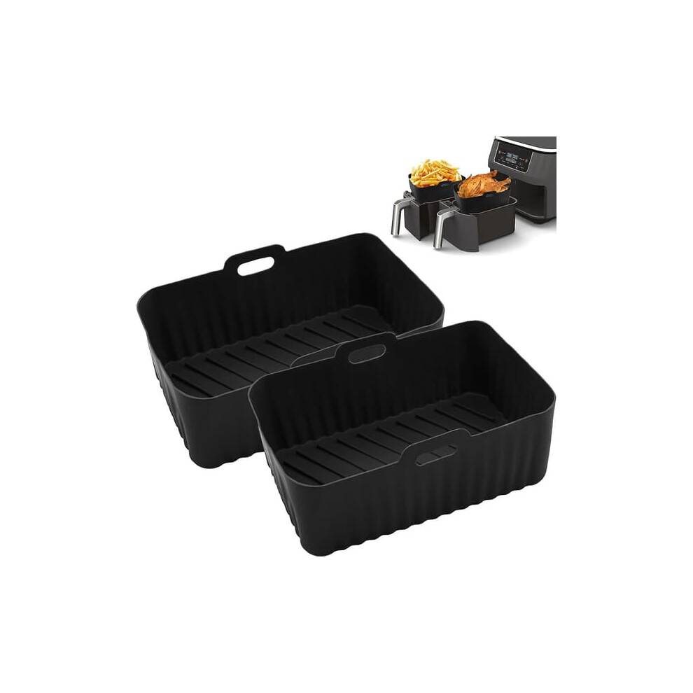 2-pak silikone airfryer-foringer til Ninja Dual Airfryer, genanvendelige airfryer-foringer, airfryer-tilbehør til Ninja Af300uk Af400uk