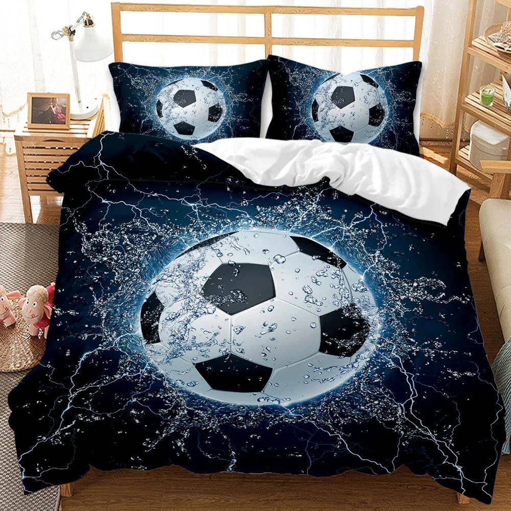Fotboll Påslakan Fotboll Barn Sängkläder Set 3D Täcke Örngott Pojkar Tonåringar Sportälskare Dubbel Queen King Polyester Täcke