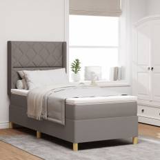 Sängbotten med madrass Taupe 90x190 cm Tyg