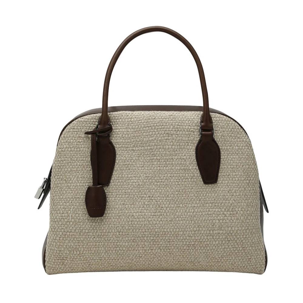 The Row India 12 Taske i Canvas og Læder - Tasker - Dame - Beige - ONE SIZE - Læder