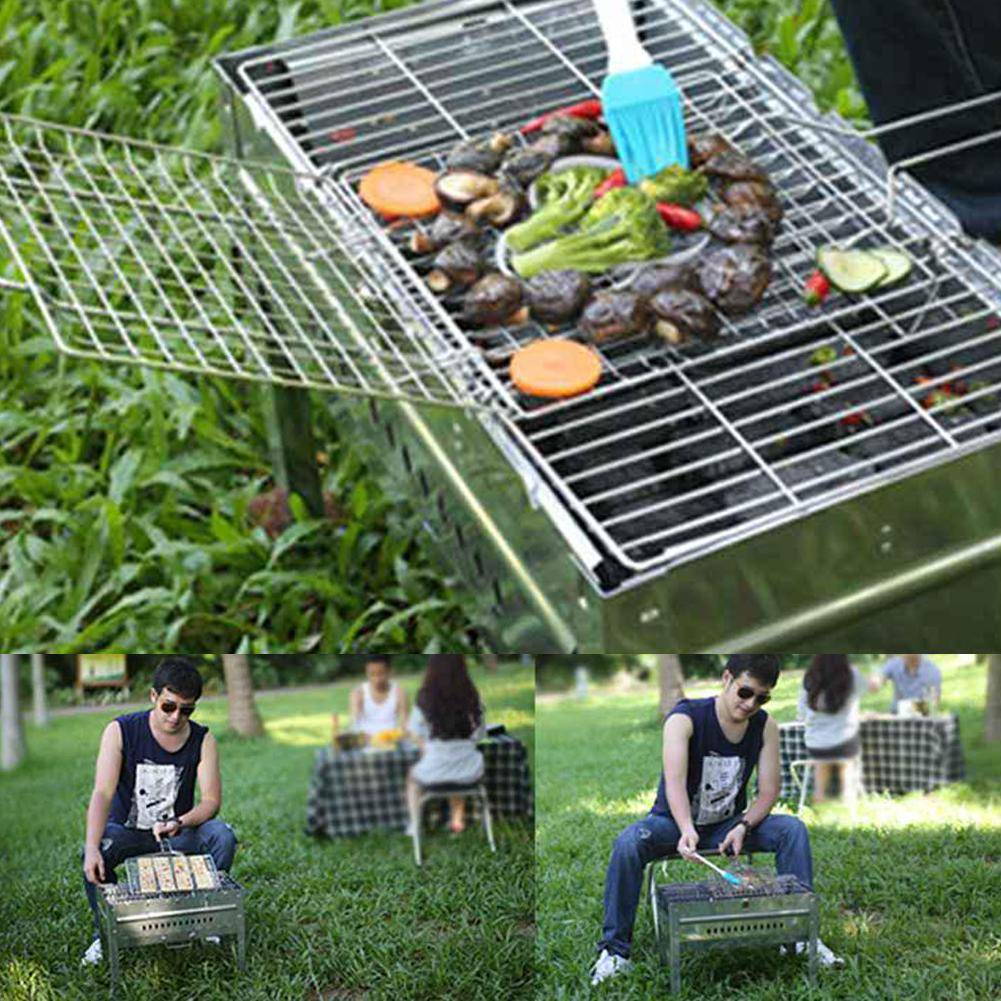 Grillkorg Rostfritt Stål Avtagbar Vikbar Fyrkantig Grill för Att Grilla Fisk Räkor Och Grillspett med Grönsaker På Spisen