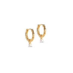 Enamel, hoops Belle Pearl i forgyldt sterlingsølv
