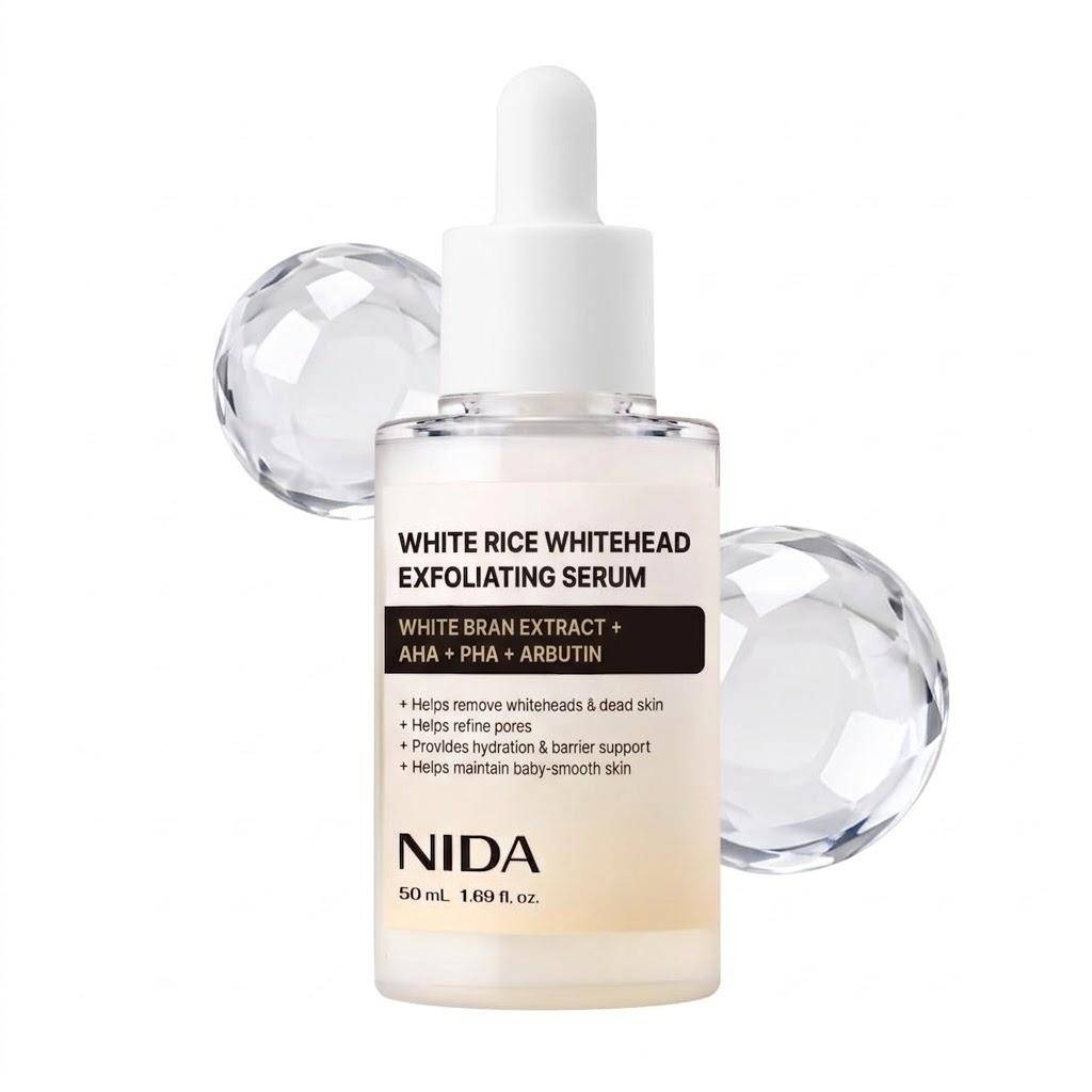 NIDA White Rice Whitehead Exfoliating Serum with AHA + Arbutin