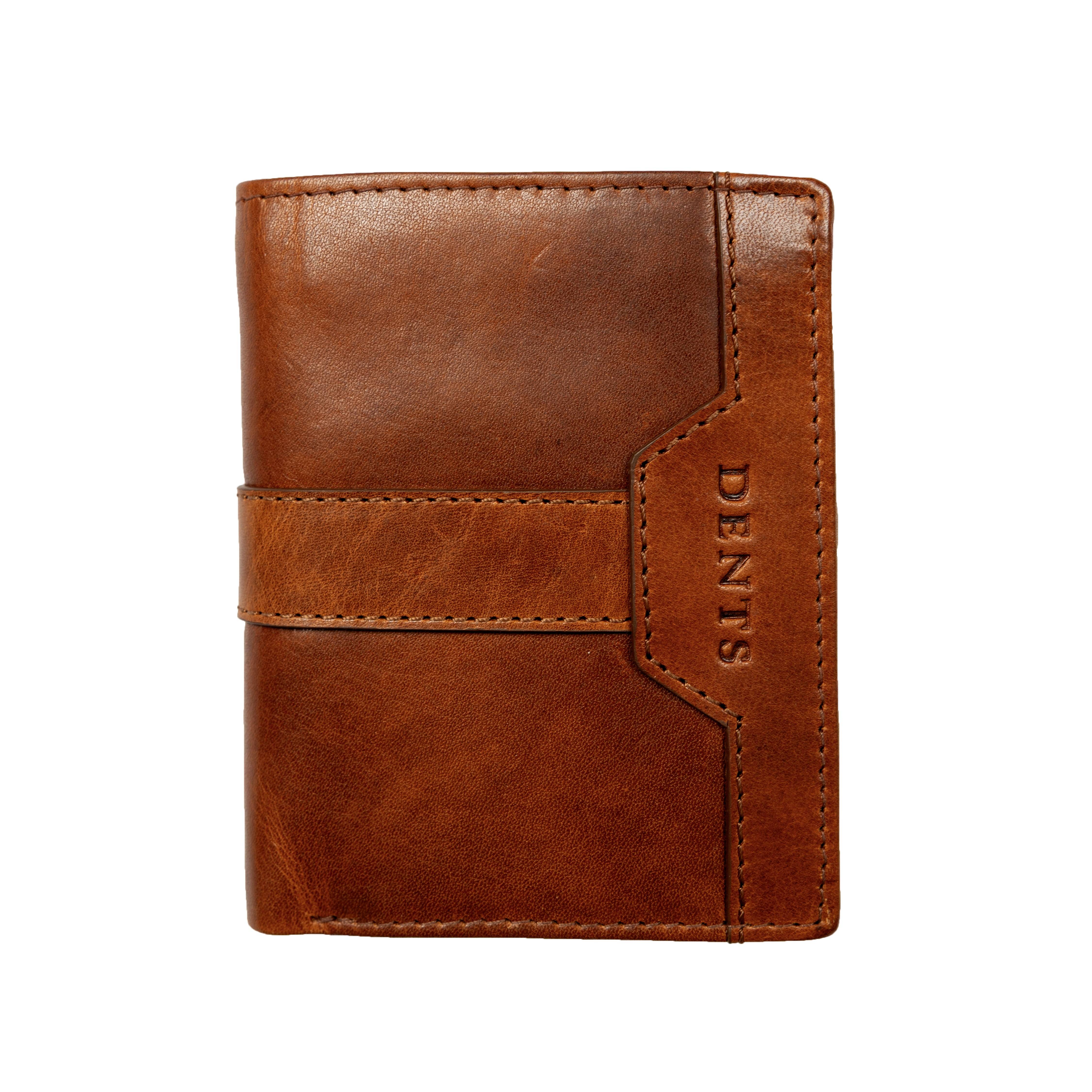 Men’s Distressed Leather Passcase Card Holder with RFID Blocking and Removable Window Pocket