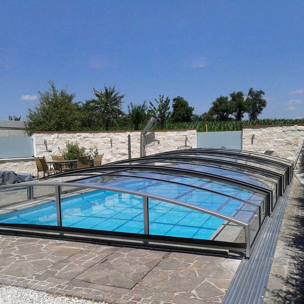Fjordpool Pooltak Flat Design - 3.75x8.4m / Kanalplast 10 mm / Dörr - Vänster