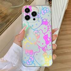 Officiellt Sanrio Hello Kitty Cartoon Telefonfodral Kompatibel med IPhone 16/15/14/13/12/11/XS/XR/X Plus Pro Max Mini, TPU Mjukt skal, Söt Minimalist - Hej Kitty (Multi-size)