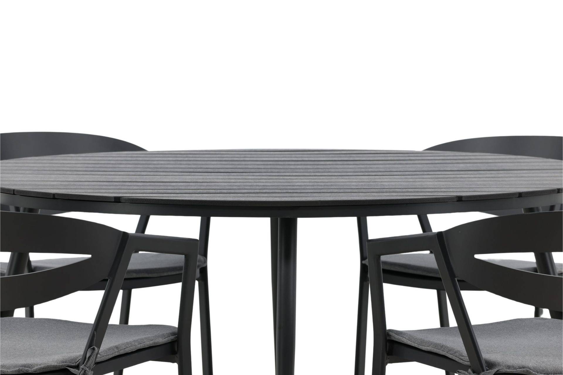 Venture Home Break Matgrupp Utomhus Rund 150 cm + 6 Slit Matstol - Svart utomhus Plast