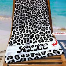 1 st. anpassad svartvit leopardmönstrad strandhandduk, högabsorberande badhandduk, bekväm strandmatta, moderiktig poolhandduk, strandtillbehör, viktig - Multifärgad (150*75 cm,160*80 cm)