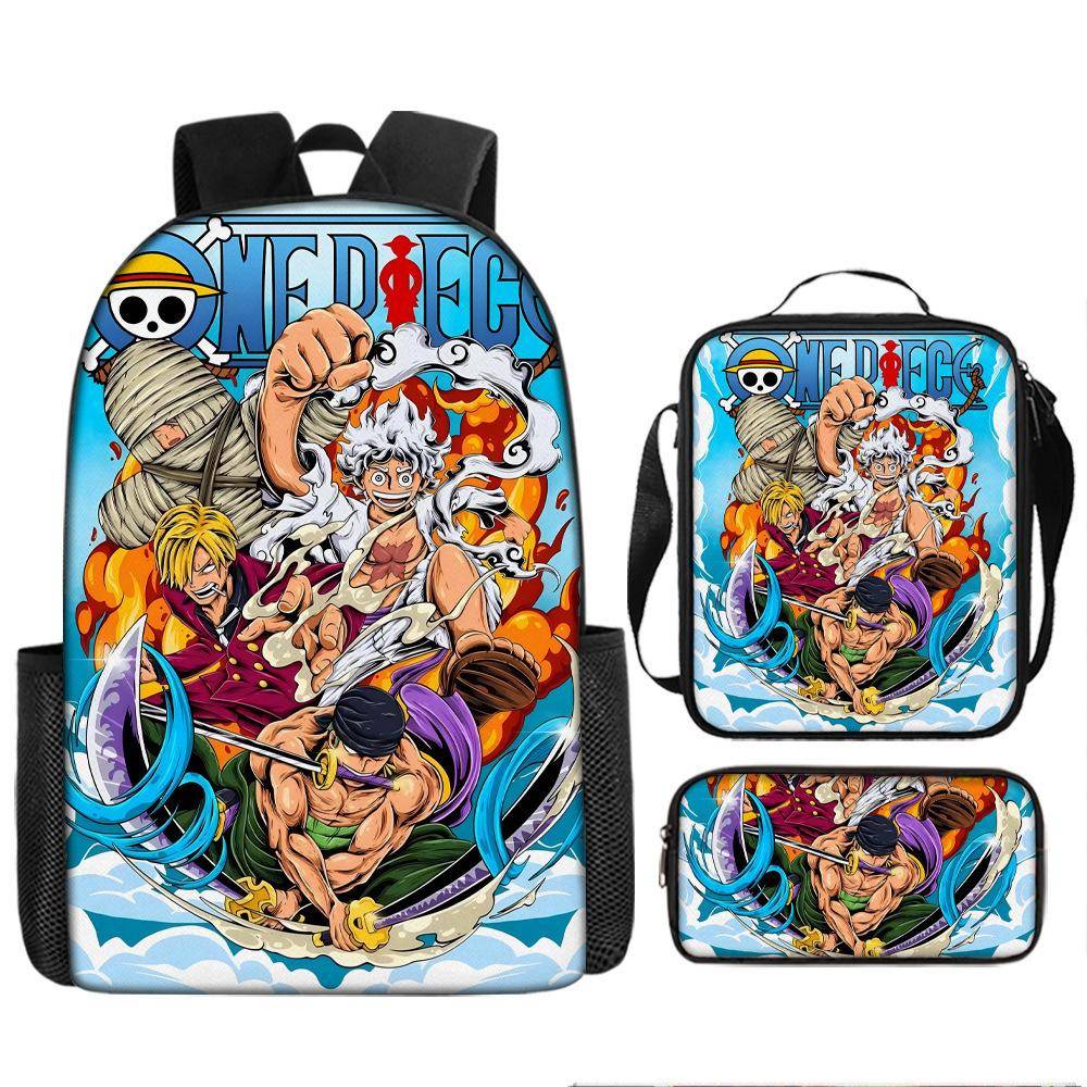 One Piece One Piece Skolväska Luffinica Sjökonung Elev Skolväska Ryggsäck Set gray