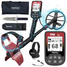 Nokta Findx Pro metalldetektor för vuxna, professionell lätt vattentät gulddetektor, pinpoint, USB-uppladdningsbar, bakgrundsbelyst LCD, komplett kit med hörlurar, bärväska, premium grävare
