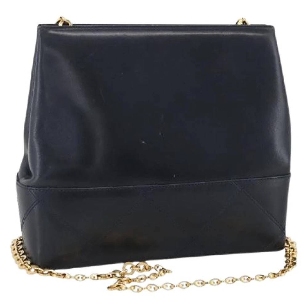 Salvatore Ferragamo Pre-owned Pre-owned Læder Skuldertaske - Vintage - Dame - Blå - ONE SIZE - Uld