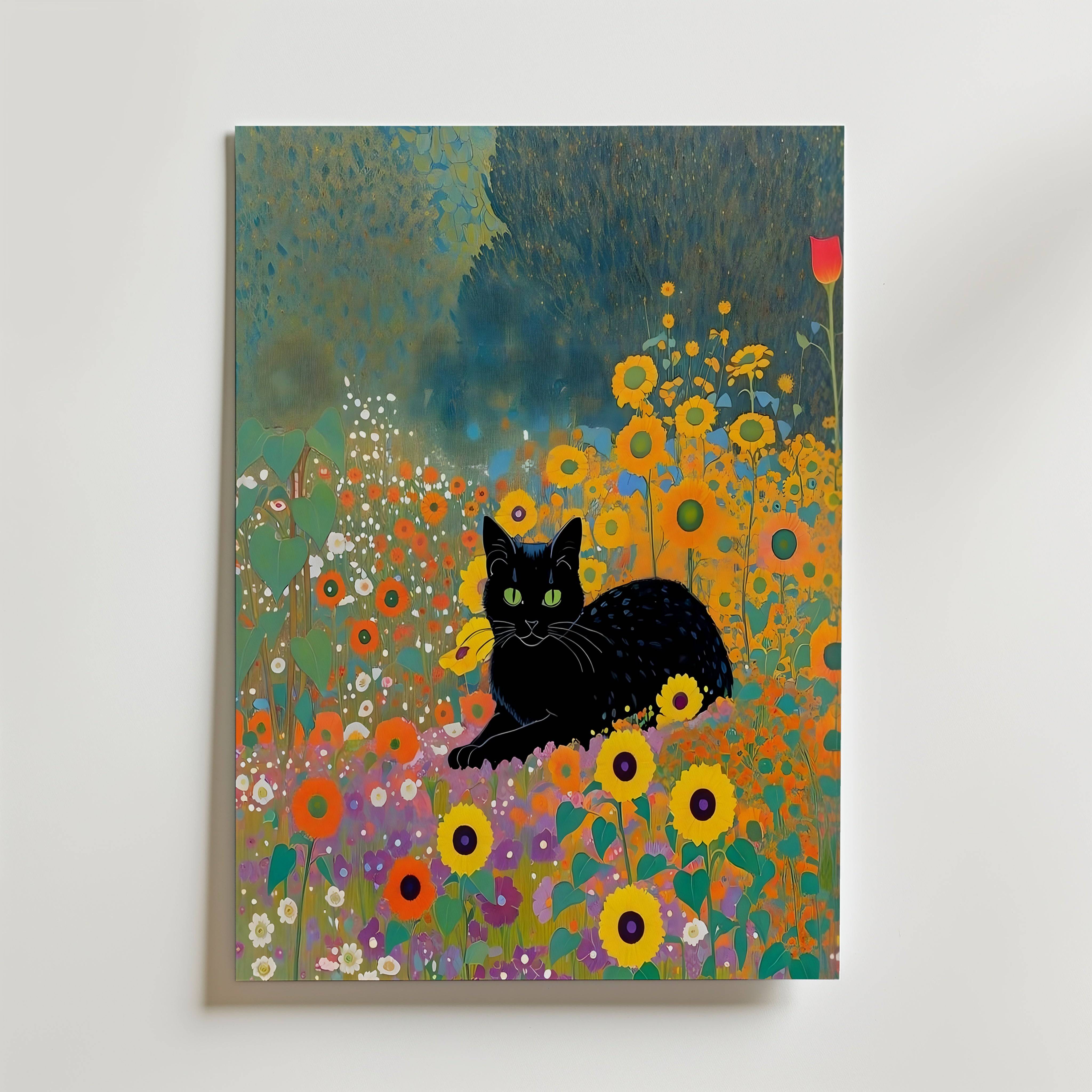 Gustav Klimt Garden Cat Poster - Fine Art Poster 70x100 cm Utan passepartout