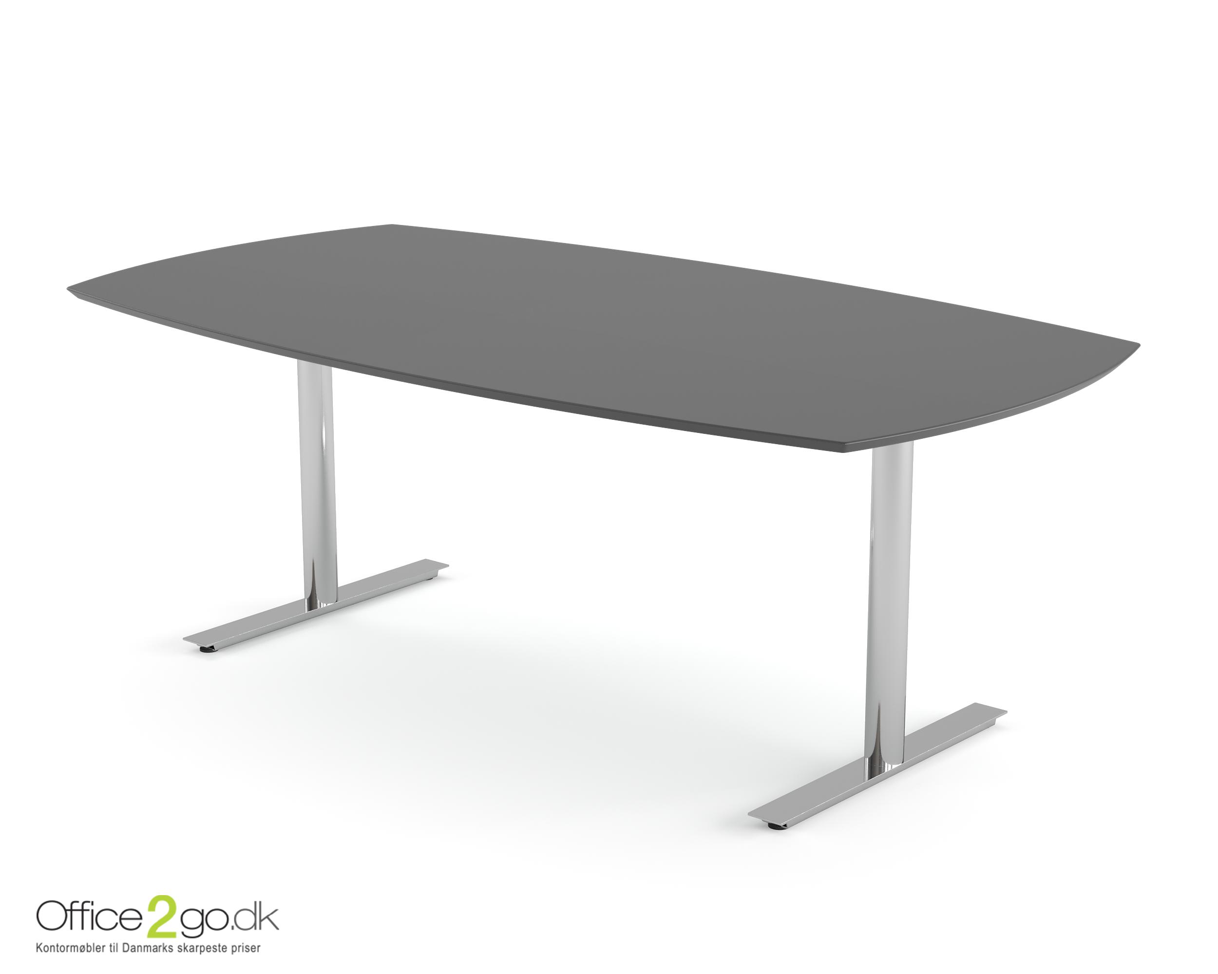 Inline mødebord (tøndeformet bordplade) - 160 cm - Krom