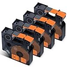 Cruxer 4-pack kompatibel med Dymo IND A18435 S0718490 vinyletikettband, svart på orange 12 mm x 5,5 m ersättning för Dymo Rhino 1000 4200 6000 LabelWriter 450 Duo ILP 219 3M PL150 3M PL3M PL3M PL3M