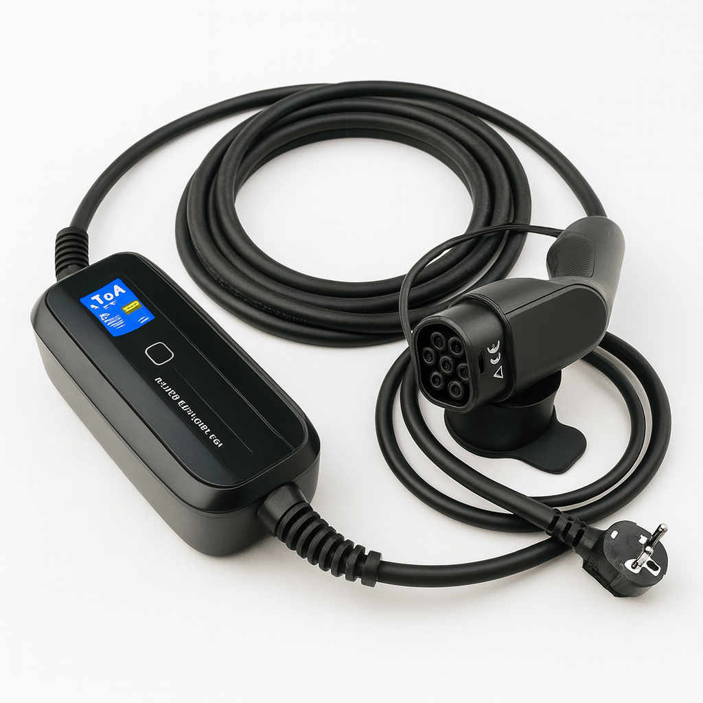 Laddkabel Typ 2 Schuko 230V 6–16A med LCD – Evconnect portabel