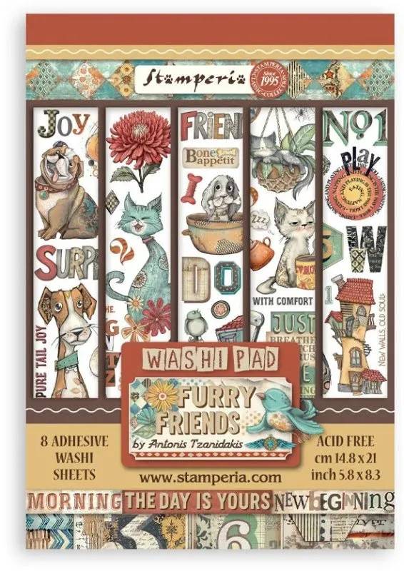 Stamperia A5 Washi Pad - Furry Friends (8 sheets)