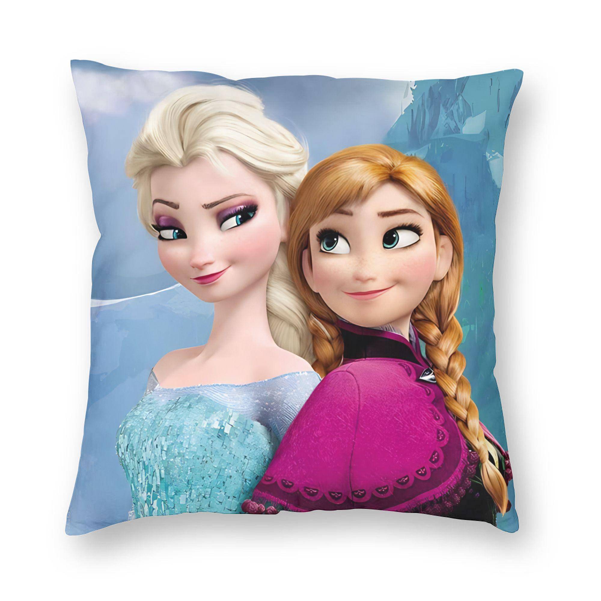 Elsa och Anna Frost Kuddfodral Dubbelsidig Tryck Polyester Kuddfodral Dekorationer Kudde Överdrag Hem Dragkedja
