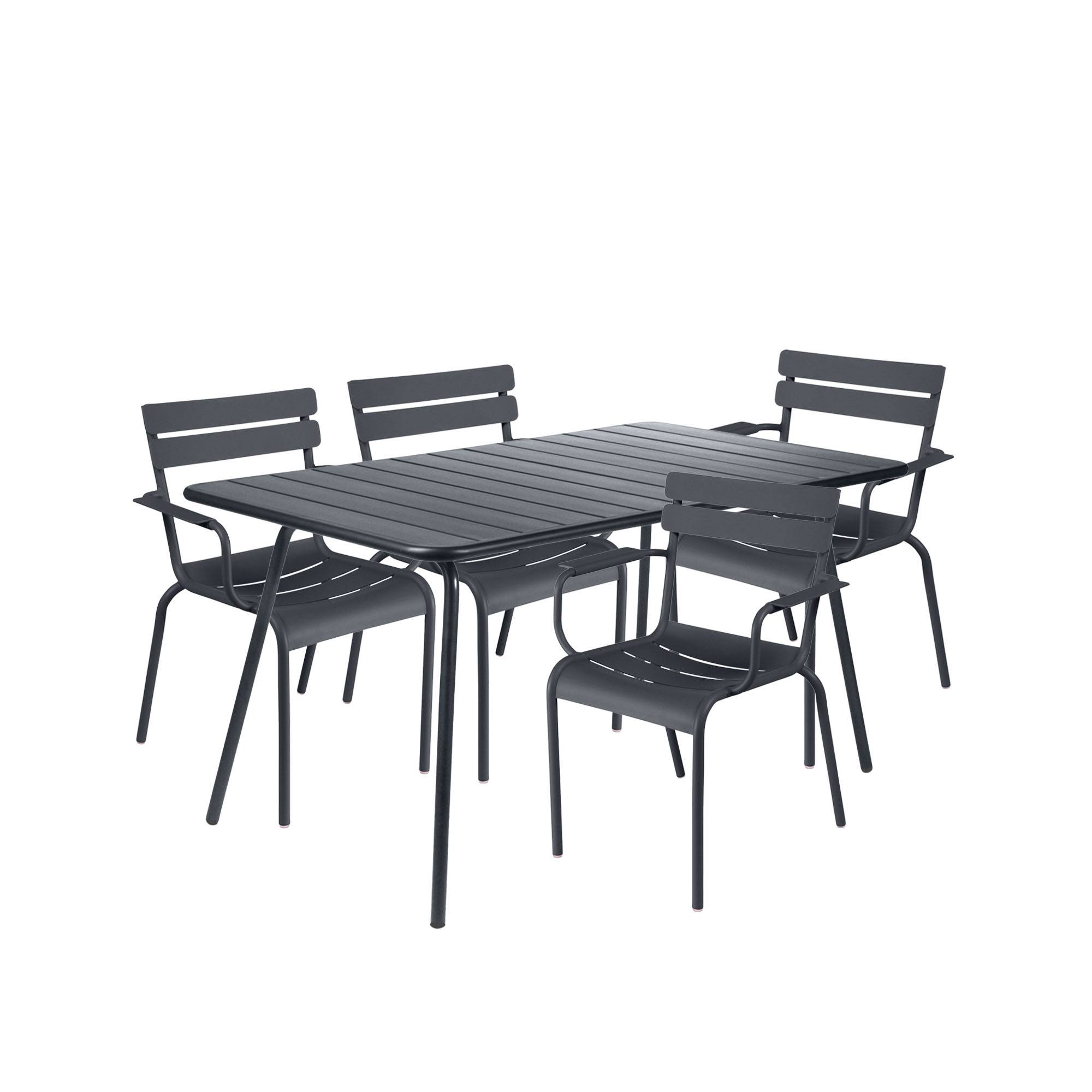 Fermob - Luxembourg matgrupp bord & 4 karmstolar anthracite - Matgrupper utomhus