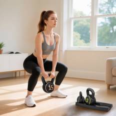 Kettlebell, 2,2 kg, 4,5 kg, 6,8 kg, Sæt med 3 kuglevægte til gymnastik, styrketræning, Sort