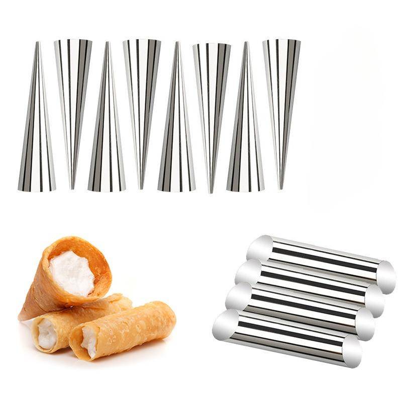 Konisk Dansk Rörform i Rostfritt Stål, DIY Bakform för Croissanter, Platt Spets i Glasskonform, Stor Skruvformad Brödform