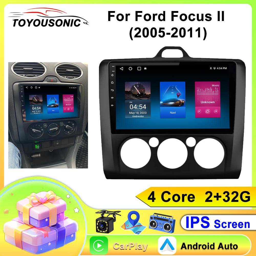 Bilradio Carplay För Ford Focus II (2005-2011) Navigation GPS Android Auto Multimedia Spelare Stereoenhet WiFi BT Nej 2din 4G