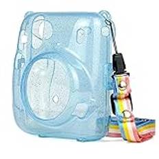 YESEFVXVT Camera Bag Portable Transparent Camera Bag Skyddsskydd Skyddskåpa med axelrem Anti-Impact Fit For Fuji Instax Mini 11 kameraväska(Blu)