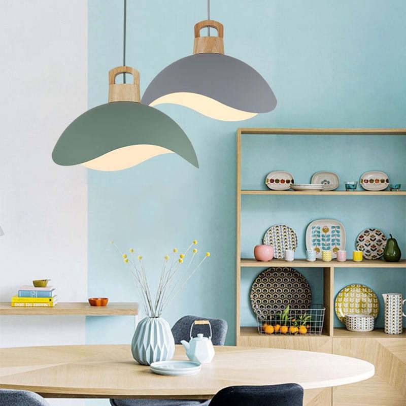 EleganteLuxe - Luxe Morandi Taklampa för Inomhusbruk - Grå med trä / 40CM
