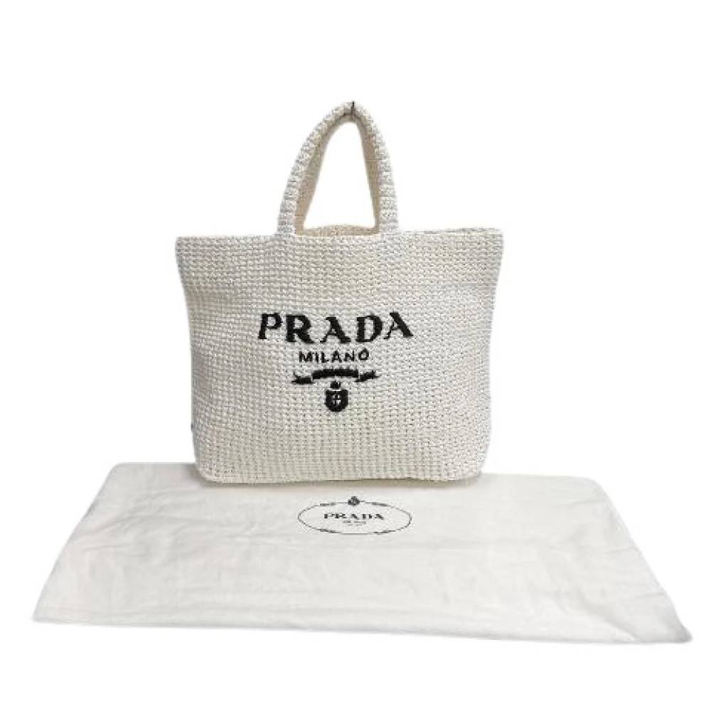 Prada Vintage Pre-owned Rayon Tote Bag - Vintage - Dame - Hvid - ONE SIZE - Rayon