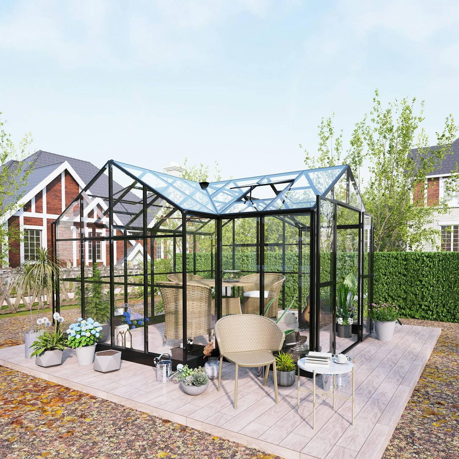 Växthus Metalcraft T-Format 12,4m² 4mm Säkerhetsglas & 6mm Kanalplast
