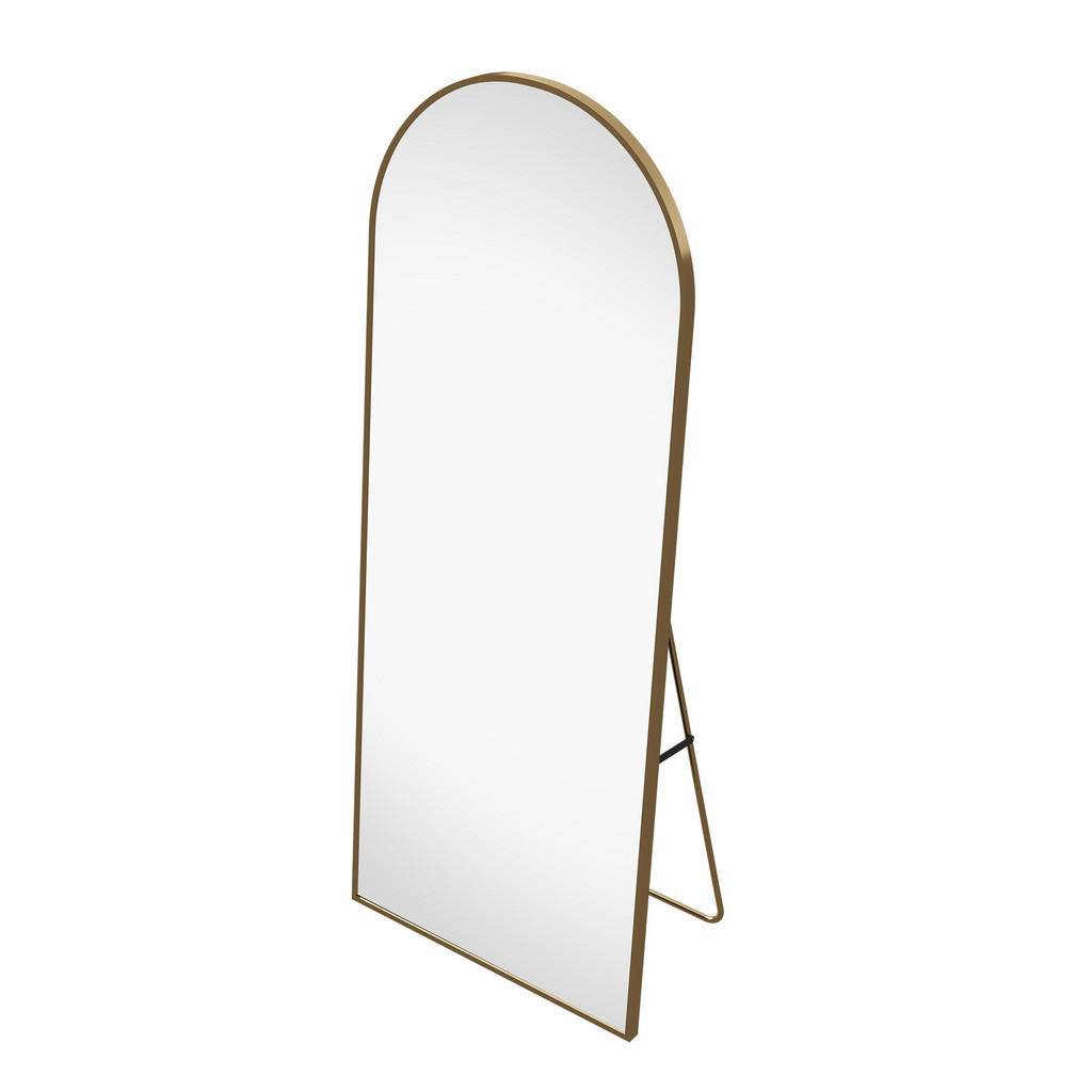 STÅENDE spegel 77x177cm guldfärgad aluminiumram välvd form vägg & stativ - Gul