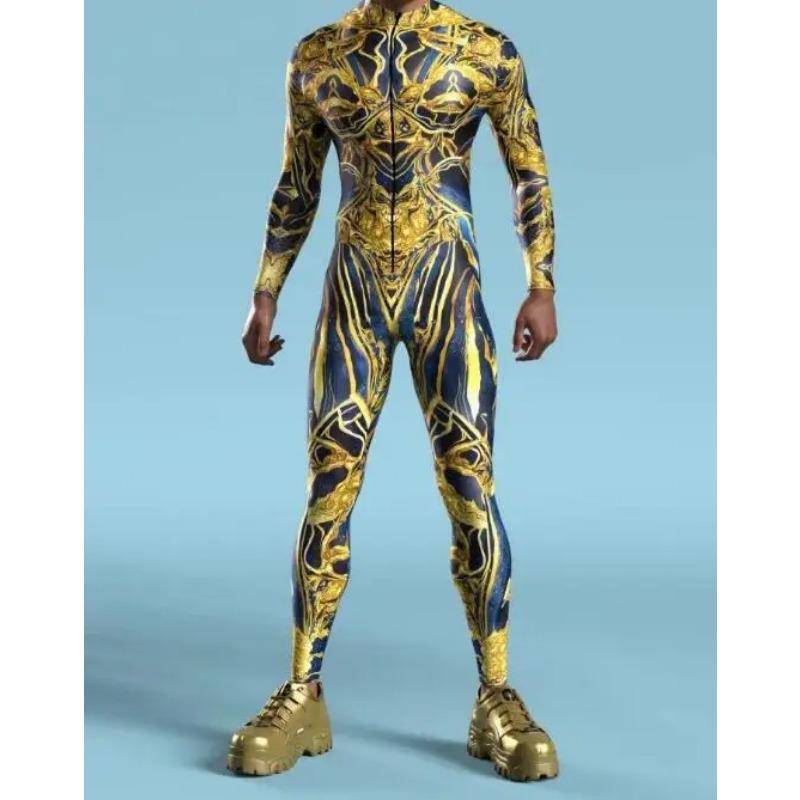 Mekanisk Cyber Armor Cyber Jumpsuit Cosplay Punk Body Steampunk Kostym Halloween Party Shower Män Cool Zentai Suit cm