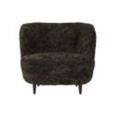 GUBI Stay Lounge Chair Fully Upholstered SH: 40 cm - Espresso/Smoked Oak