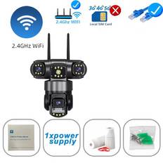 12MP Triple Screens IP66 Outdoor HD Night Vision Ai Human Detect WiFi Surveillance Camera V380 Pro 4G SIM Card IP Security Camera WiFi Cam Add 32G