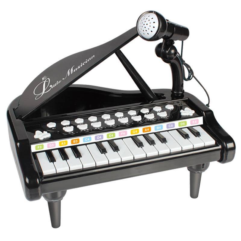 Elektriskt Barnkeyboard Piano Leksaker med Mikrofon Mini Piano Leksaker Barn Musikinstrument Utbildande Leksaker för Barnpresenter svart