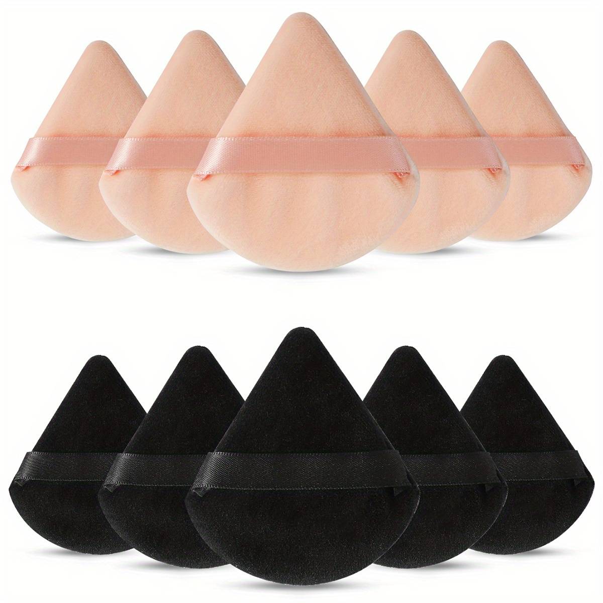 TEMU 10/24pcs Powder Triangle Cosmetic Powder Puff Reusable Soft Plush Powder Sponge Makeup Foundation Sponge For Loose Powder Wet Dry Makeup Tool
