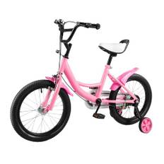 TkkMivcOC 16 tum rosa barncykel, cykel för 5–8 år barn, justerbar sitthöjd med stödhjul, stänkskärm, cykel, pojkar, flickcykel, unisex