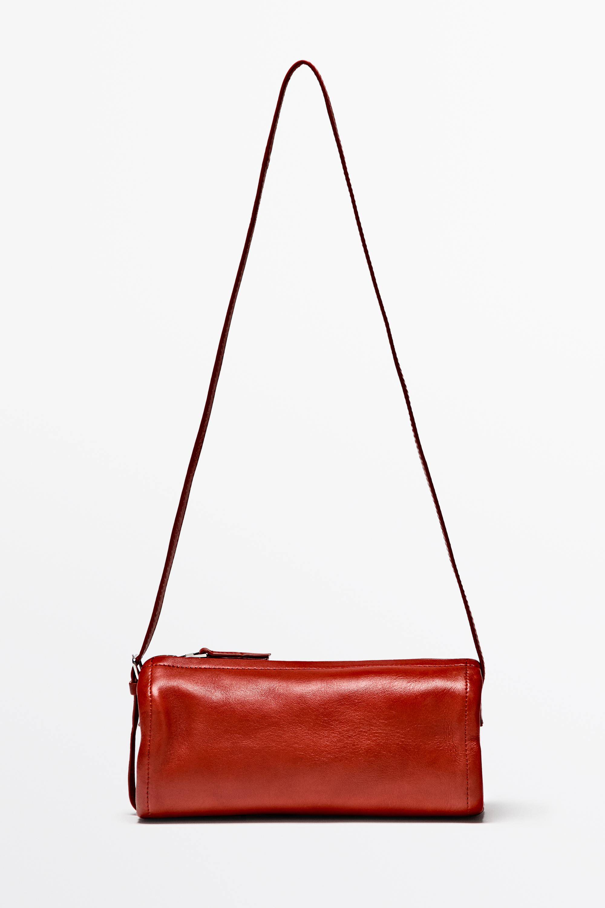 Massimo Dutti - Female - Skuldertaske I Nappalæder - Rød - 01