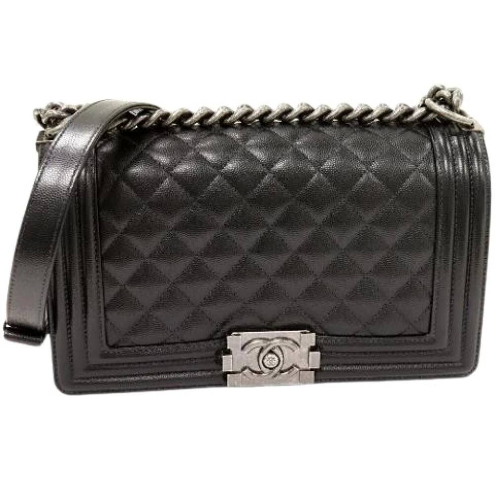 Chanel Vintage Pre-owned Laeder skuldertasker - Vintage - Dame - Sort - ONE SIZE - Uld
