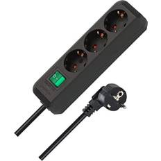 Brennenstuhl 1152900 Eco-Line 3-Vägs Strömremsa med 5 m Lång Kabel, Svart