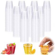 GBACHOOSE 300 stycken snapsglas plast 5 cl/50 ml skottbägare plast, skottglas återanvändbar skottmugg transparent, liten plastbägare för provsmakning, fester, bankett, födelsedag
