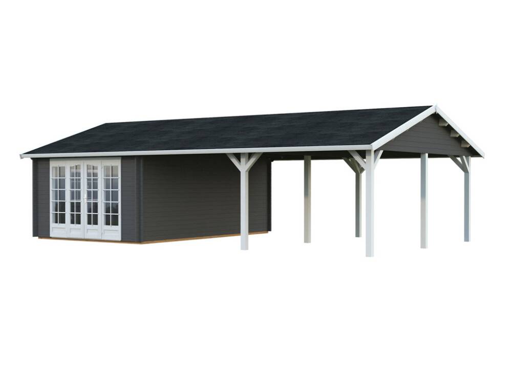 Palmako hytte Irene mørkegrå/hvid 19+33,2 m²
