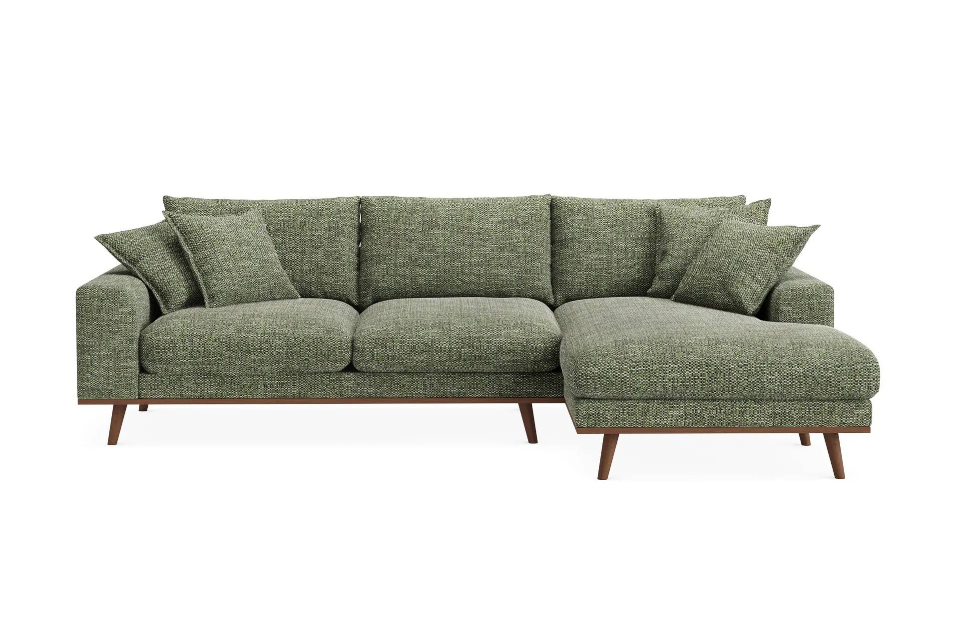 Copenhagen Premium 4-sits Högervänd L-formad Djup Divansoffa i Chenille - Grön 4 sits soffa med divan Scandinavian Choice