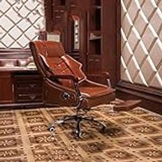 Högryggad läder Executive Swivel Justerbar Swivel Office Skrivbordsstol med armstöd Svankstöd Skrivbord Ergonomisk stol Kontorsstol Läder Business Boss Chair Ergonomisk design (brun)