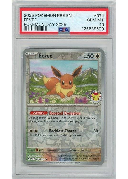 Eevee - Pokemon Day 2025 Stamp - 074/131 - Reverse Foil - PSA 10.