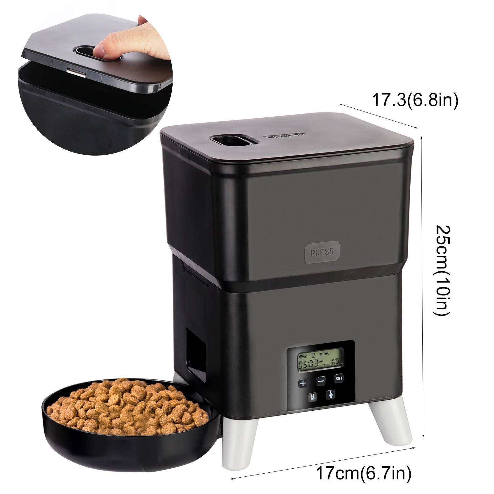 2L Smart Programmable Cat Feeder with LCD Display & Voice Recording - Button model-E / 2L / USB Type-C