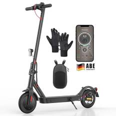 E Scooter mit Straßenzulassung, ABE Elektroroller Belastung bis 120kg, 30 km Reichweite, LED, 20km/h, 350W Motor, 8,5 Zoll Wabenreifen,Duales Bremssystem E Roller für Erwachsene (Doppelfederung)