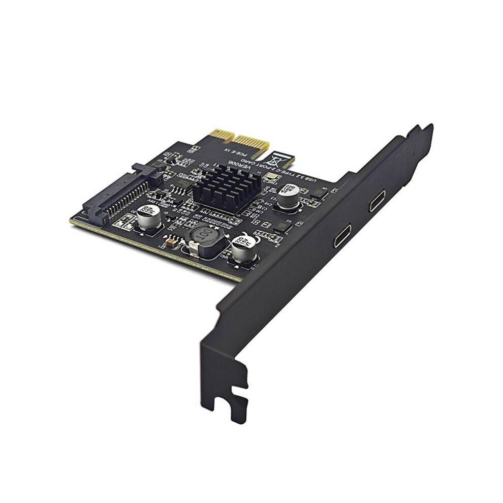 New 2Port TYPE-C PCIE Card PCI Express 3.0 X1 to Dual USB-C Expansion Card Power USB3.2 Gen2 10Gbps ASM3142 Chip