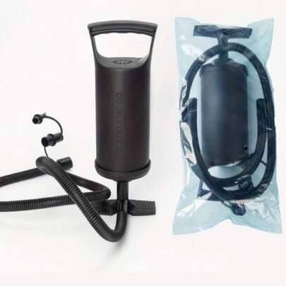 1 st bärbar manuell luftpump med 3 storlekar munstycksadaptrar, lämplig för luftmadrass, simring, pool, ballong och båt - Multifärgad (12-tums handpump - svart)